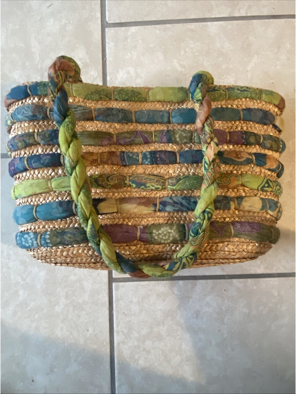 Cappelli Straworld Multicolor Woven Straw Handbag Soft Light Weight